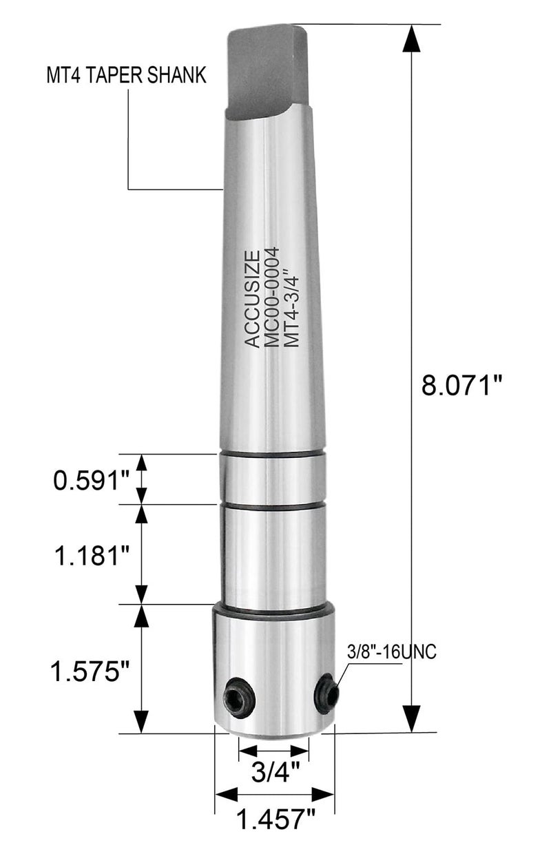 Accusize Industrial Tools Magnetic Drill Annular Cutter Arbor Mt4 to 3/4'' Weldon Shank, Mc00-0004 - Image 2